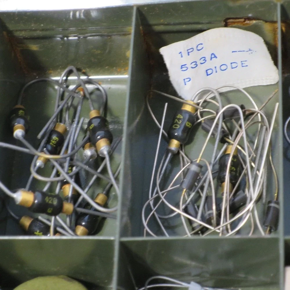 Vintage Assorted Lot of Resistors Lights etc. in Metal Case Lineman 1